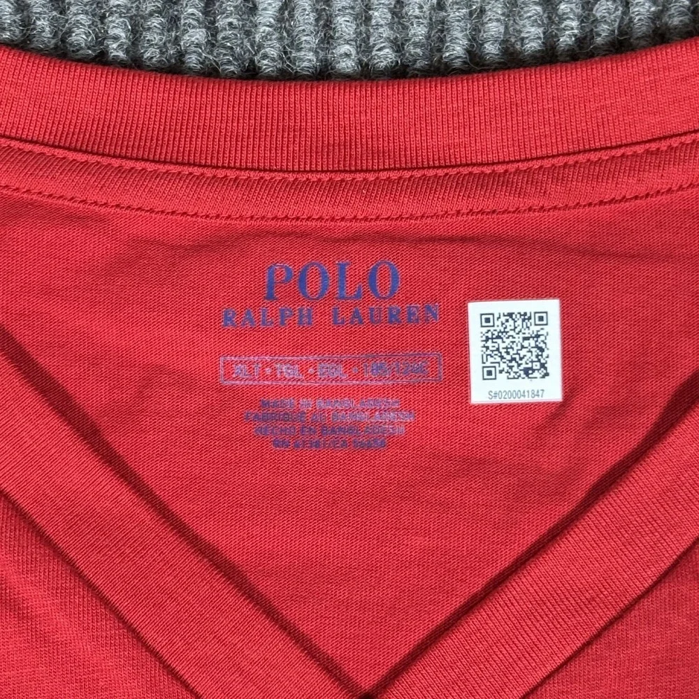 Polo Ralph Lauren T Shirt Mens XL Tall XLT Pony Logo Red Short Sleeve V Neck Tee